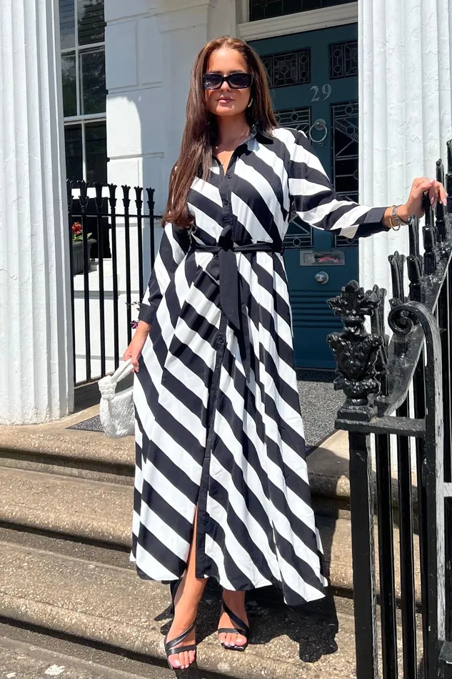 Girl In Mind Shirt Dresses Brielle Black White Stripe Shirt Maxi Dress 8211 Women Girl In Mind Shirt Dresses Brielle Black White Stripe Shirt Maxi Dress 8211 Women