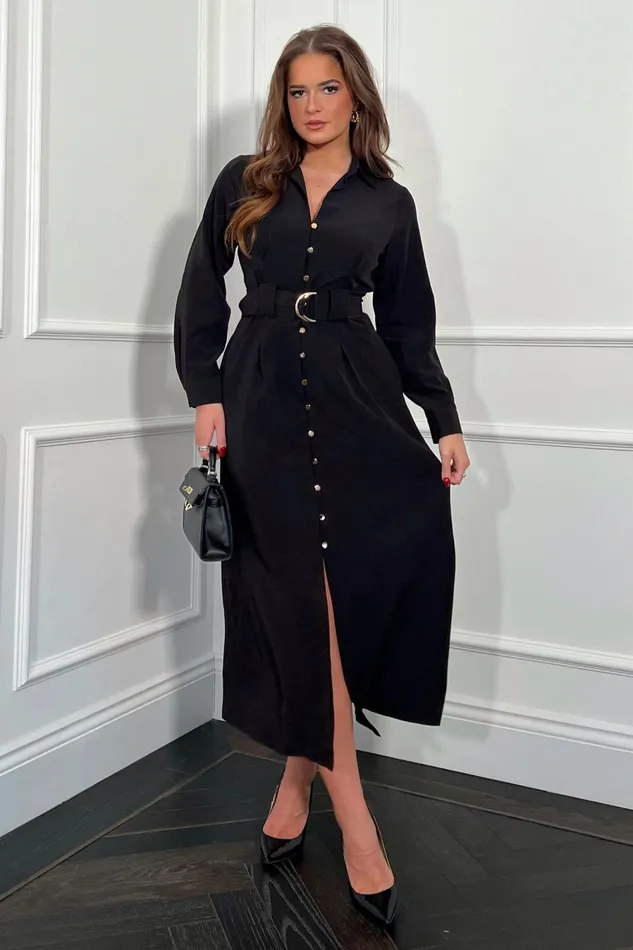 Girl In Mind Shirt Dresses Grace Buckle Detail Black Midi Shirt Dress 8211 Women Girl In Mind Shirt Dresses Grace Buckle Detail Black Midi Shirt Dress 8211 Women