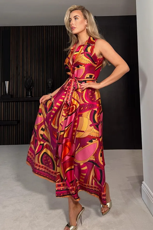 Girl In Mind Shirt Dresses Rhia Sleeveless Border Print Shirt Maxi Dress 8211 Women