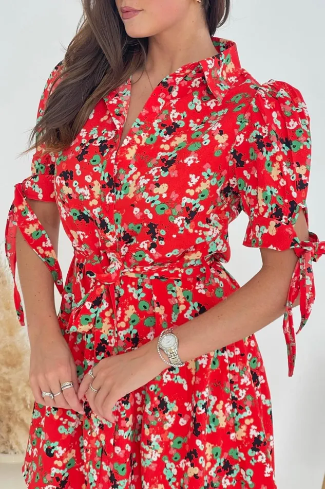 Girl In Mind Shirt Dresses Victoria Red Ditsy Mini Shirt Dress 8211 Women