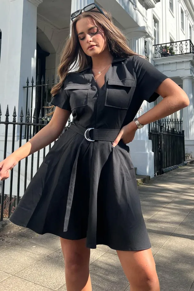 Girl In Mind Skater Dresses Willa Black Military Style Dress 8211 Women