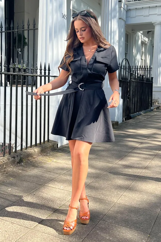 Girl In Mind Skater Dresses Willa Black Military Style Dress 8211 Women