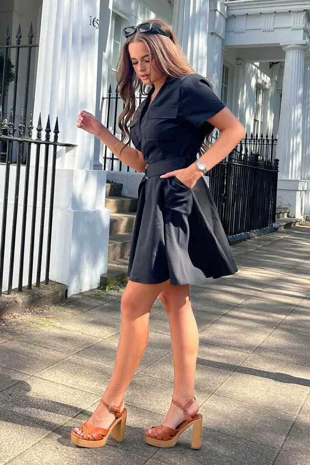 Girl In Mind Skater Dresses Willa Black Military Style Dress 8211 Women