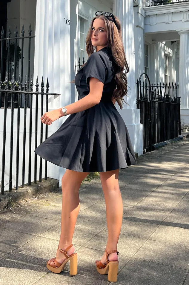Girl In Mind Skater Dresses Willa Black Military Style Dress 8211 Women