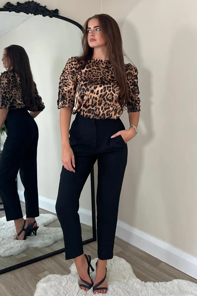 Girl In Mind Tops and Bodysuits Asher Leopard Print Frill Sleeve Top 8211 Women Girl In Mind Tops and Bodysuits Asher Leopard Print Frill Sleeve Top 8211 Women
