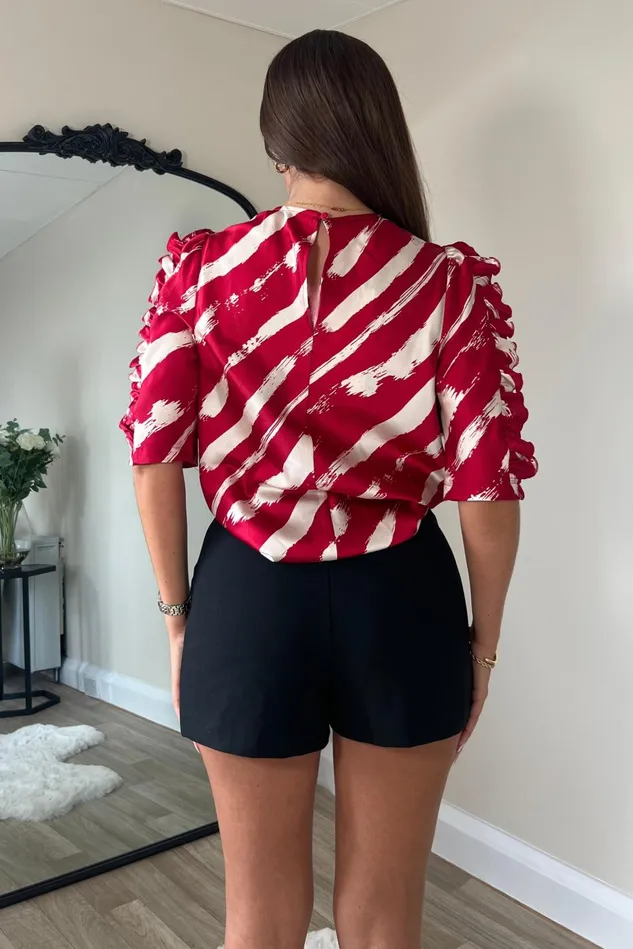 Girl In Mind Tops and Bodysuits Asher Wine Frill Sleeve Top 8211 Women