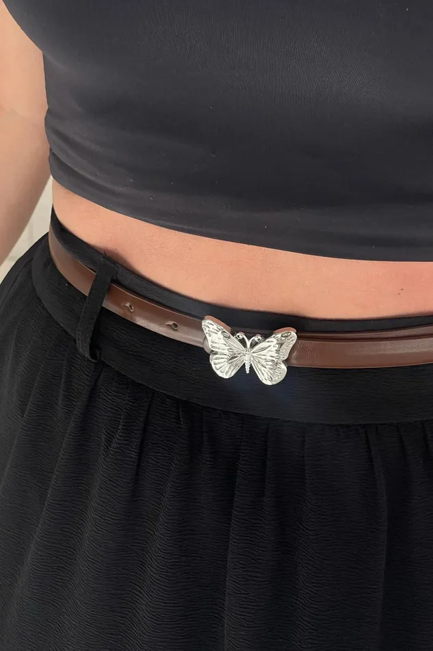 Girl In Mind Trousers and Skirts Catlin Black Tiered Butterfly Belt Maxi Skirt 8211 Women
