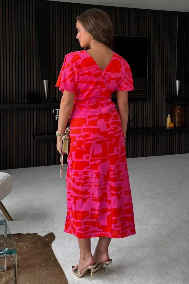 Girl In Mind Wrap Dresses Priscilla Wrap Over Ruched Detail Midi Dress Pink 8211 Women