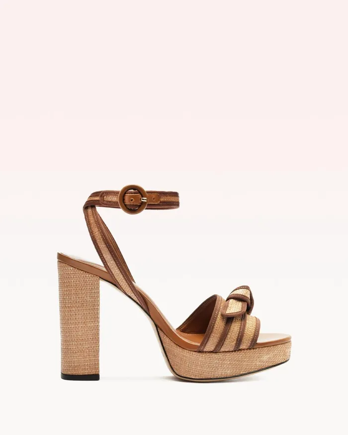 Grosgrain Raffia Platform Brown Women Alexandre Birman Sandals