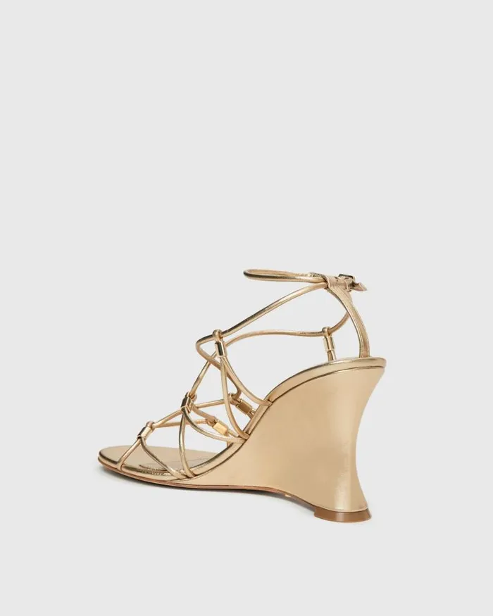 Heels and Wedges Women PAIGE Varya Wedge 8211 Dark Gold Leather Heels and Wedges Women PAIGE Varya Wedge 8211 Dark Gold Leather