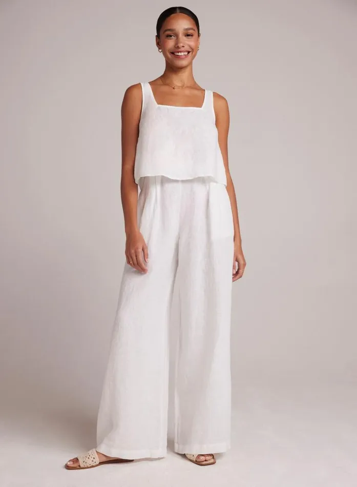 High Waisted Linen Pleated Pant White Women Bella Dahl Pants