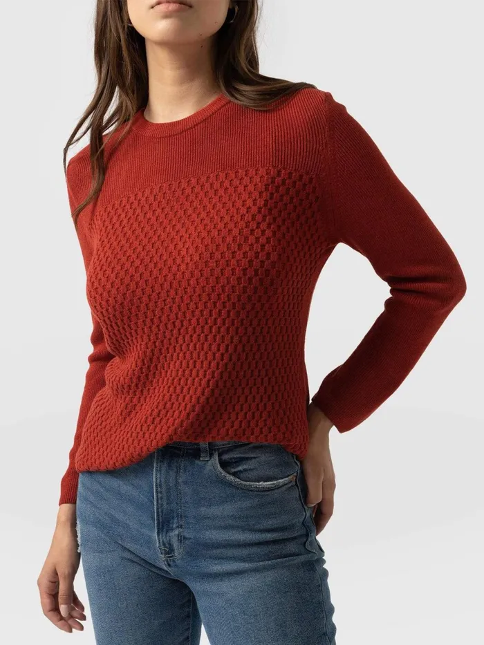 Honeycomb Rib Sweater 8211 Amber Amber Women Saint And Sofia Knitwear