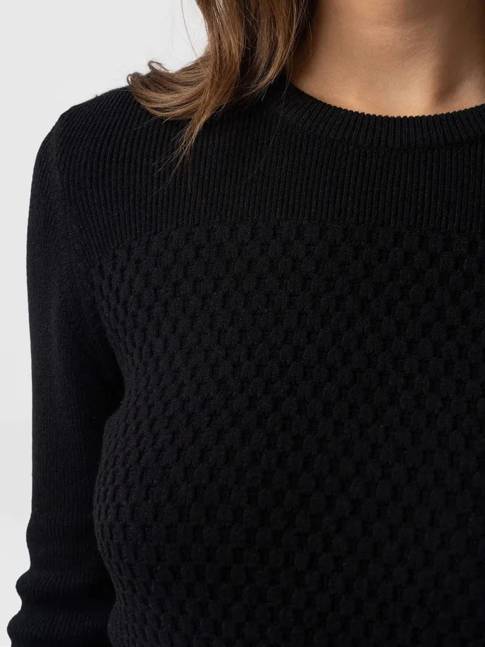 Honeycomb Rib Sweater 8211 Black Black Women Saint And Sofia Casual Tops