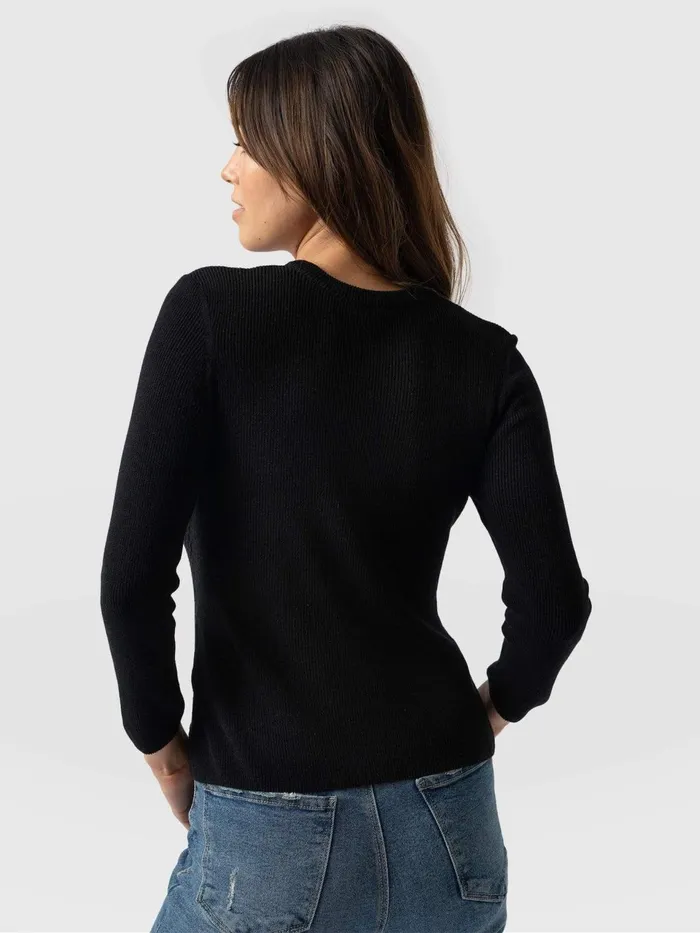 Honeycomb Rib Sweater 8211 Black Black Women Saint And Sofia Casual Tops