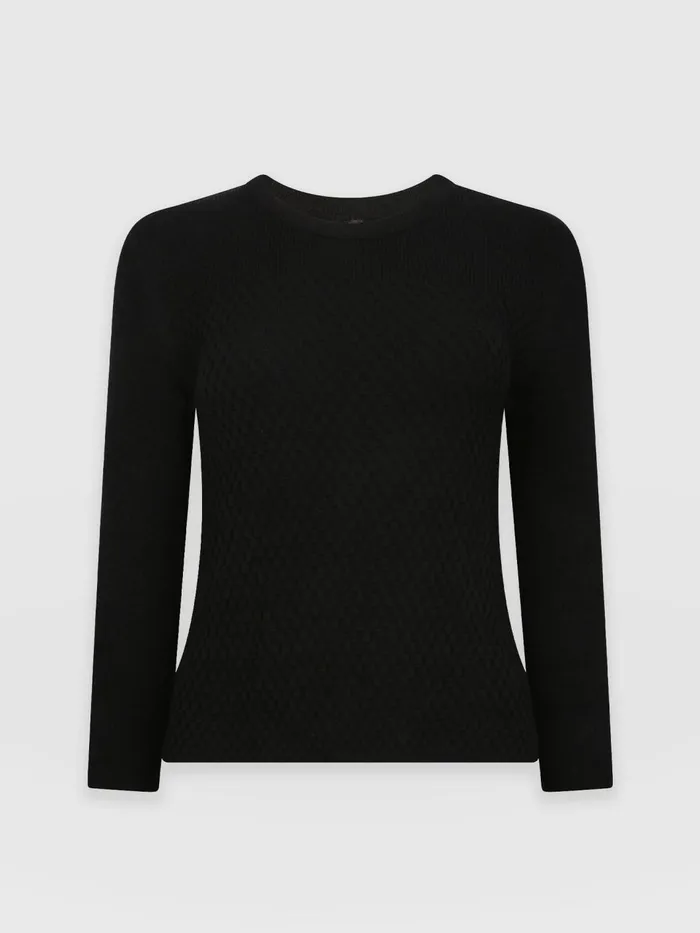 Honeycomb Rib Sweater 8211 Black Black Women Saint And Sofia Casual Tops