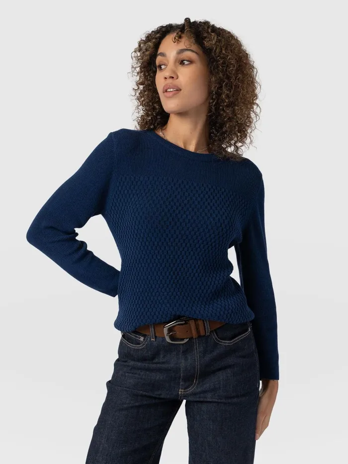 Honeycomb Rib Sweater 8211 Navy Navy Women Saint And Sofia Knitwear