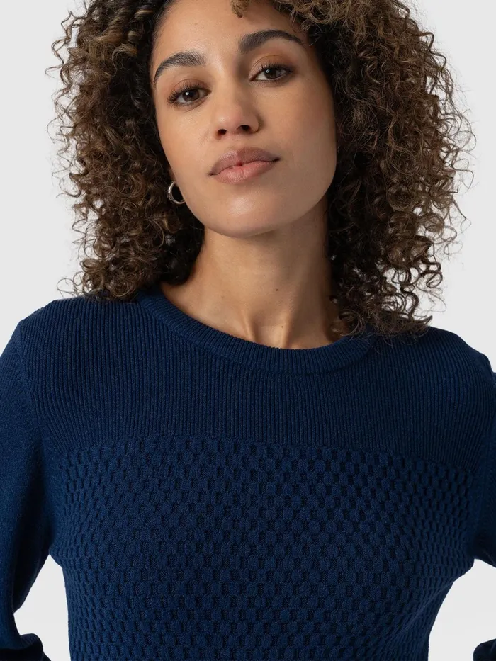 Honeycomb Rib Sweater 8211 Navy Navy Women Saint And Sofia Knitwear