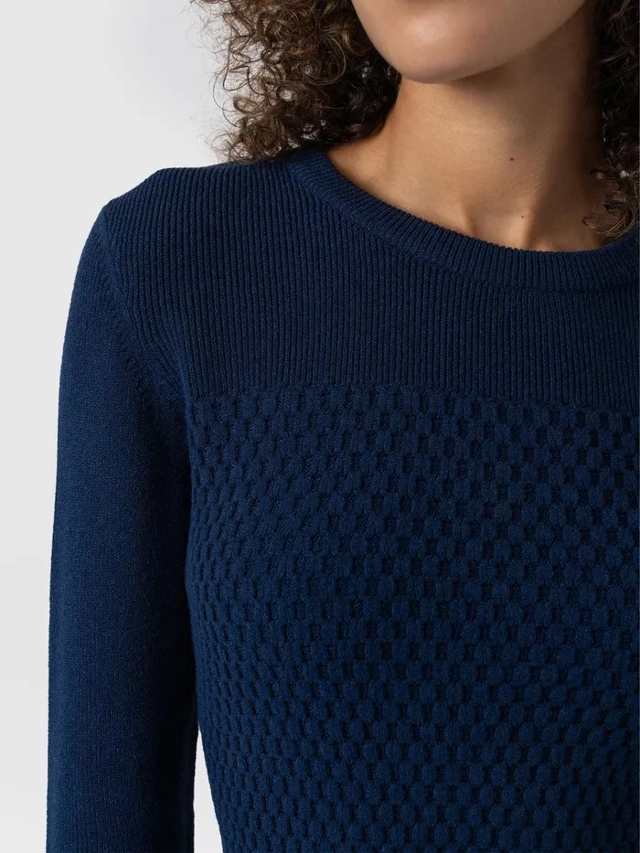 Honeycomb Rib Sweater 8211 Navy Navy Women Saint And Sofia Knitwear