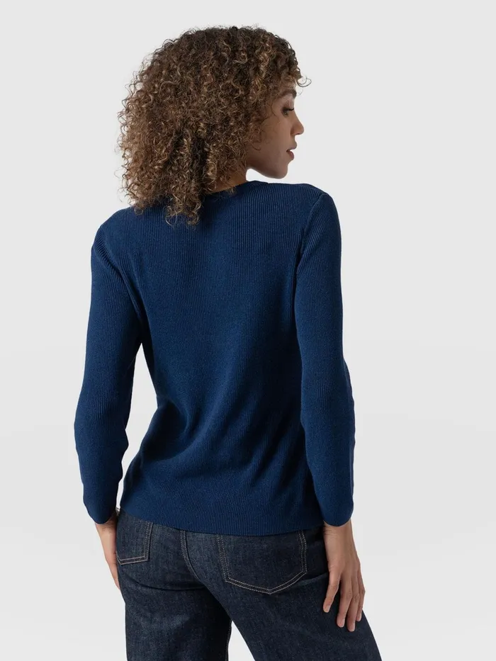 Honeycomb Rib Sweater 8211 Navy Navy Women Saint And Sofia Knitwear