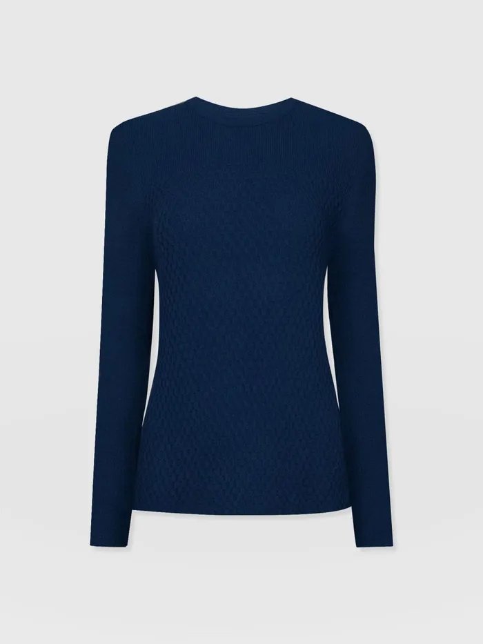 Honeycomb Rib Sweater 8211 Navy Navy Women Saint And Sofia Knitwear