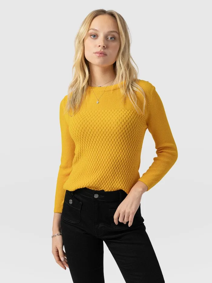 Honeycomb Rib Sweater 8211 Yellow Yellow Women Saint And Sofia Knitwear