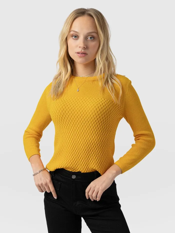 Honeycomb Rib Sweater 8211 Yellow Yellow Women Saint And Sofia Knitwear