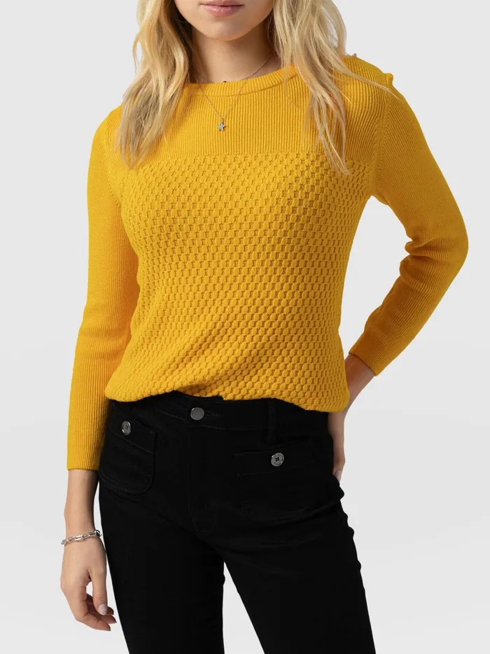 Honeycomb Rib Sweater 8211 Yellow Yellow Women Saint And Sofia Knitwear