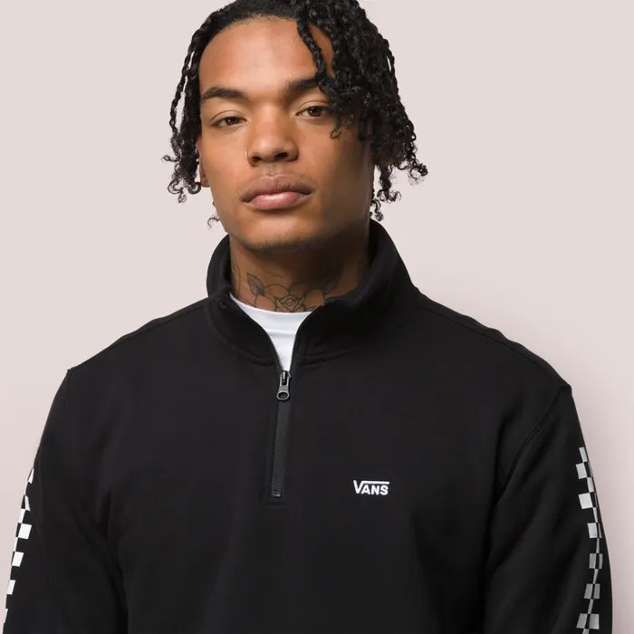 Hoodies and Jackets Men Vans Versa Quarter Zip Pullover Blackcheckerboard