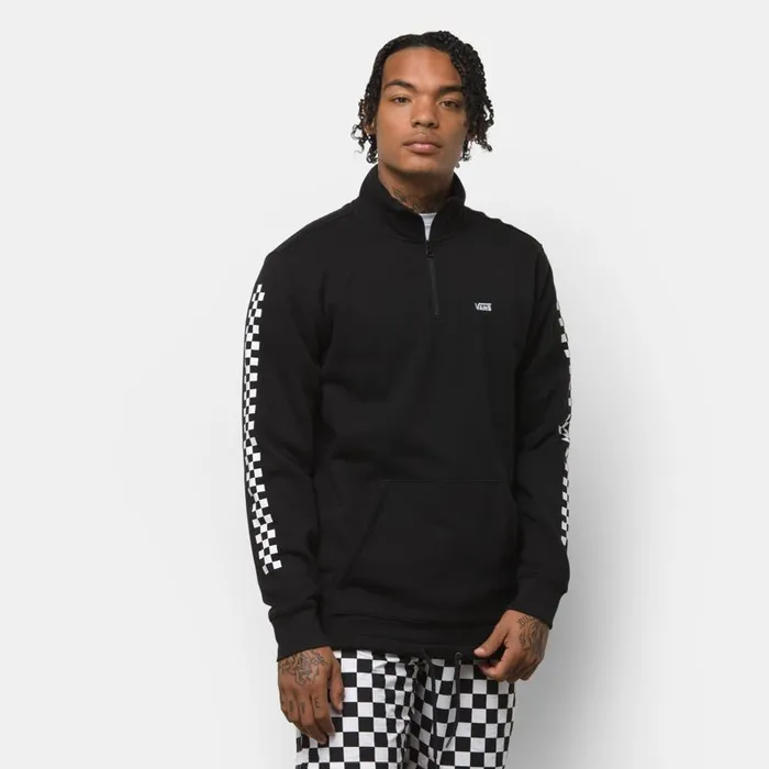 Hoodies and Jackets Men Vans Versa Quarter Zip Pullover Blackcheckerboard Hoodies and Jackets Men Vans Versa Quarter Zip Pullover Blackcheckerboard