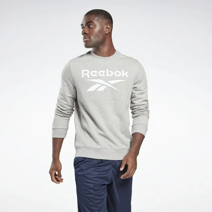 Hoodies and Sweatshirts Mens Reebok Identity Big Logo Crew Medium Grey Heather White Hoodies and Sweatshirts Mens Reebok Identity Big Logo Crew Medium Grey Heather White
