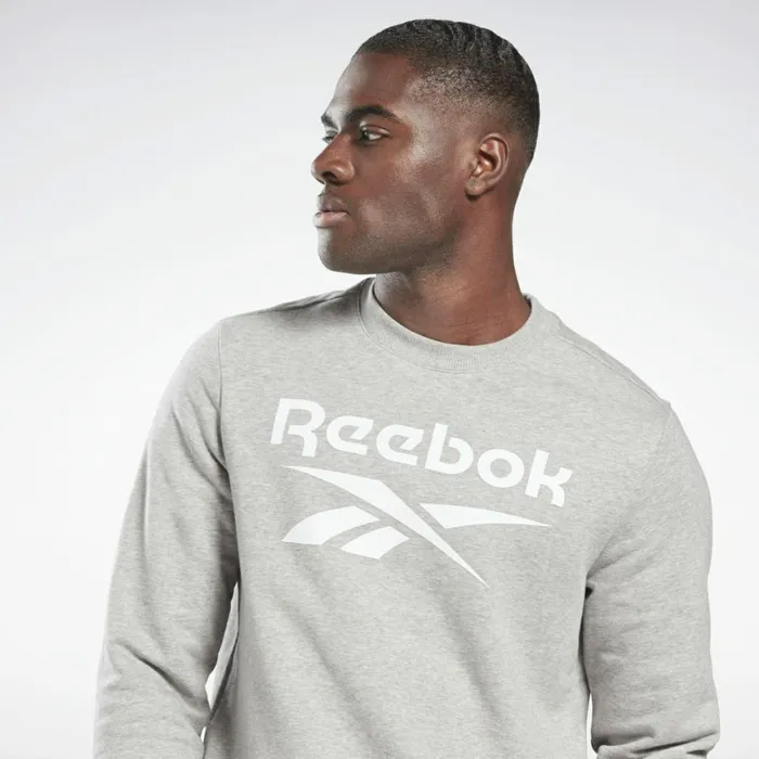 Hoodies and Sweatshirts Mens Reebok Identity Big Logo Crew Medium Grey Heather White