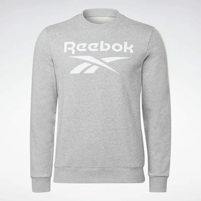 Hoodies and Sweatshirts Mens Reebok Identity Big Logo Crew Medium Grey Heather White