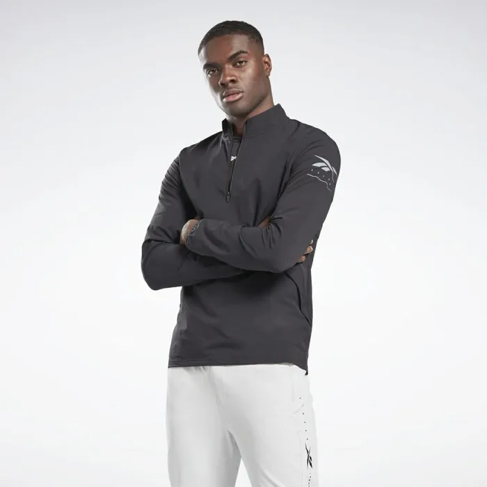 Hoodies and Sweatshirts Mens Reebok Performance QuarterZip Jacket Black