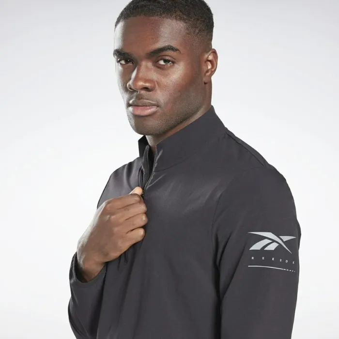 Hoodies and Sweatshirts Mens Reebok Performance QuarterZip Jacket Black