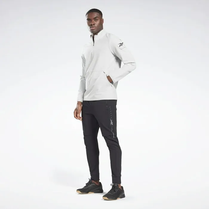Hoodies and Sweatshirts Mens Reebok Performance QuarterZip Jacket Pure Grey 2