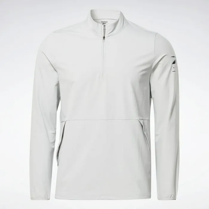 Hoodies and Sweatshirts Mens Reebok Performance QuarterZip Jacket Pure Grey 2