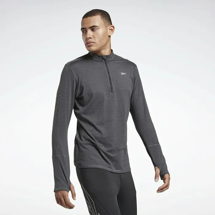 Hoodies and Sweatshirts Mens Reebok Running Essentials Quarter Zip Black