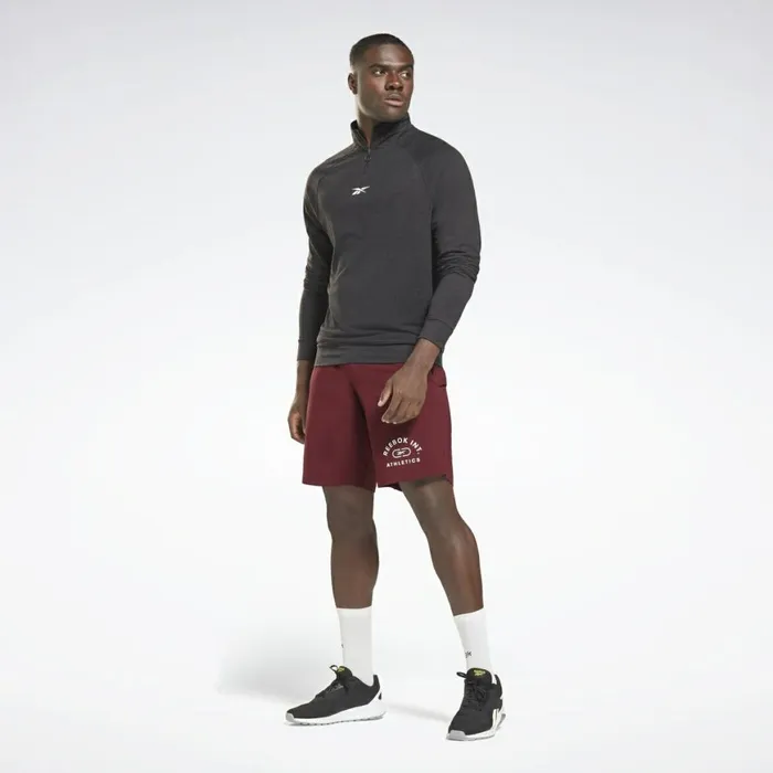 Hoodies and Sweatshirts Mens Reebok Workout Ready QuarterZip Sweatshirt Black