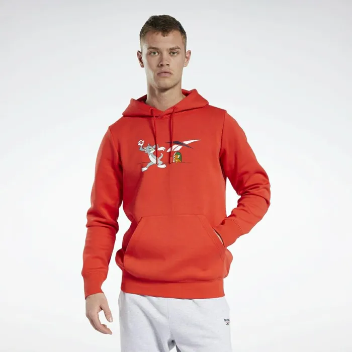 Hoodies and Sweatshirts MensWomens Reebok Tom And Jerry Hoodie Motor Red