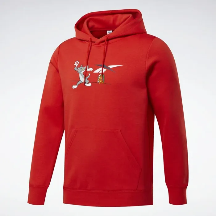 Hoodies and Sweatshirts MensWomens Reebok Tom And Jerry Hoodie Motor Red