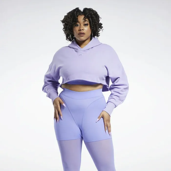 Hoodies and Sweatshirts Womens Reebok Cardi B Crop Sweatshirt Plus Size Crisp Purple Hoodies and Sweatshirts Womens Reebok Cardi B Crop Sweatshirt Plus Size Crisp Purple