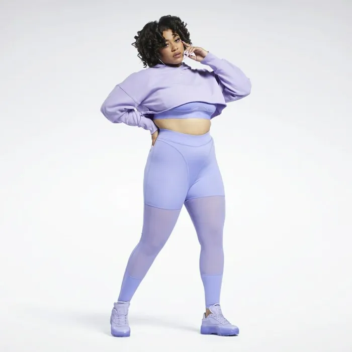 Hoodies and Sweatshirts Womens Reebok Cardi B Crop Sweatshirt Plus Size Crisp Purple