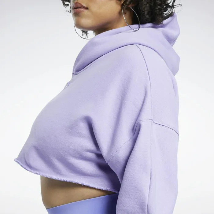Hoodies and Sweatshirts Womens Reebok Cardi B Crop Sweatshirt Plus Size Crisp Purple