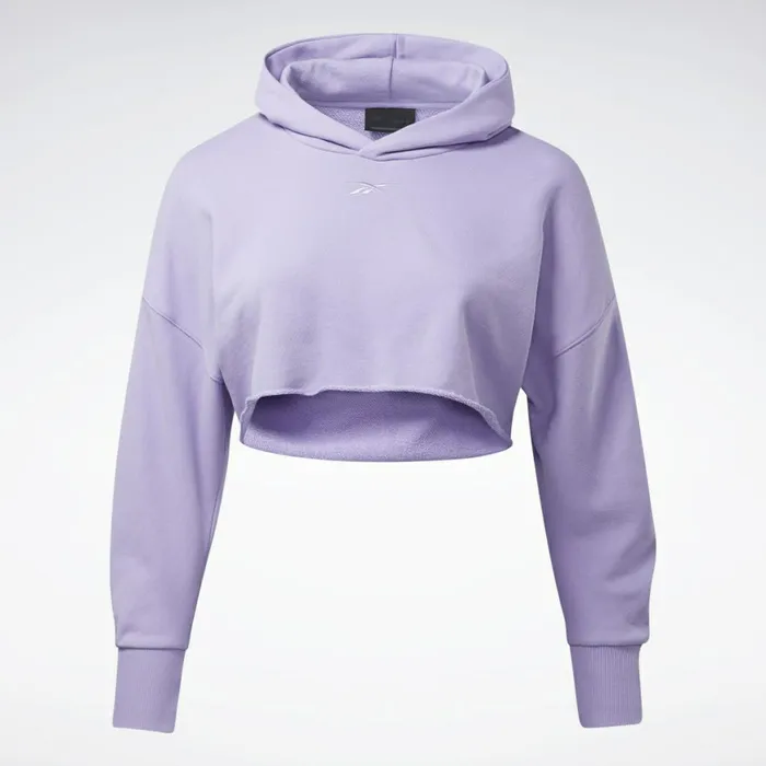 Hoodies and Sweatshirts Womens Reebok Cardi B Crop Sweatshirt Plus Size Crisp Purple