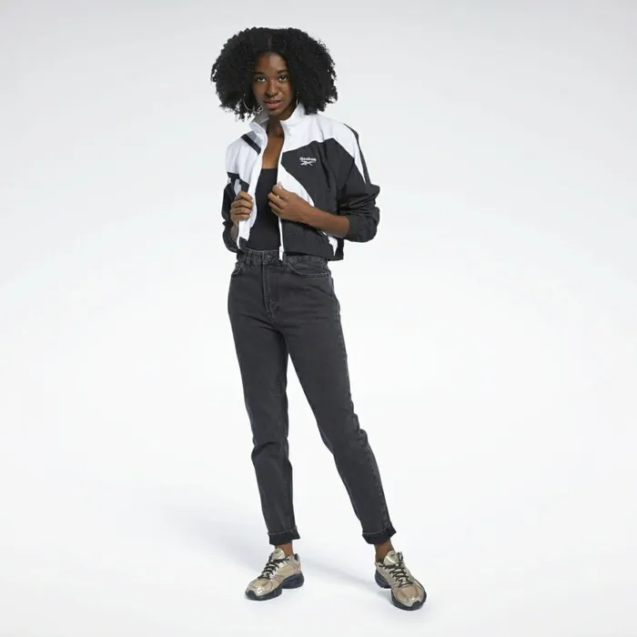Hoodies and Sweatshirts Womens Reebok Classics Cropped Vector Track Jacket Black White White