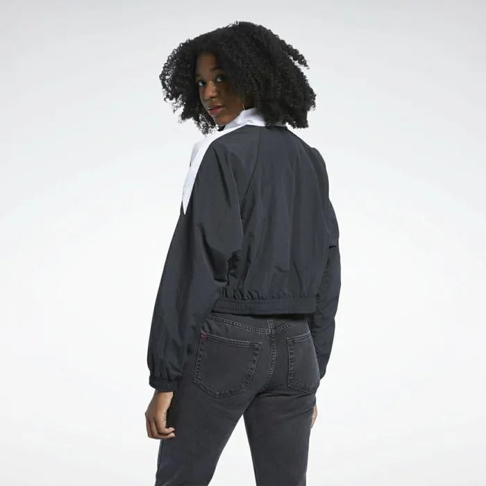 Hoodies and Sweatshirts Womens Reebok Classics Cropped Vector Track Jacket Black White White
