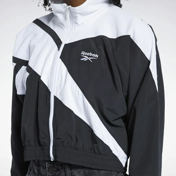 Hoodies and Sweatshirts Womens Reebok Classics Cropped Vector Track Jacket Black White White