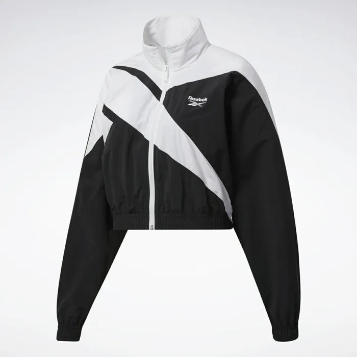 Hoodies and Sweatshirts Womens Reebok Classics Cropped Vector Track Jacket Black White White
