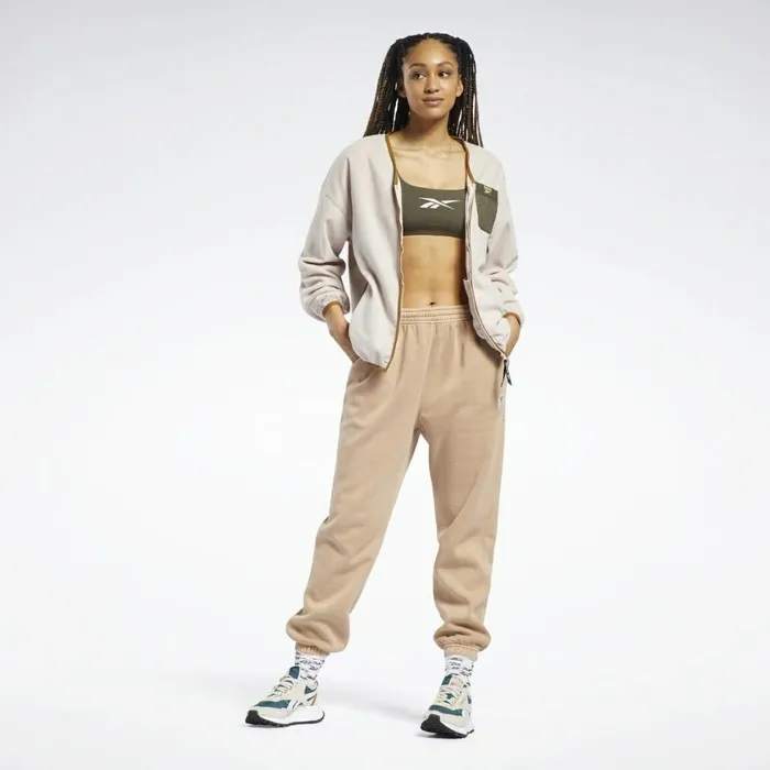 Hoodies and Sweatshirts Womens Reebok Classics Polar Fleece ZipUp Jacket Soft Ecru