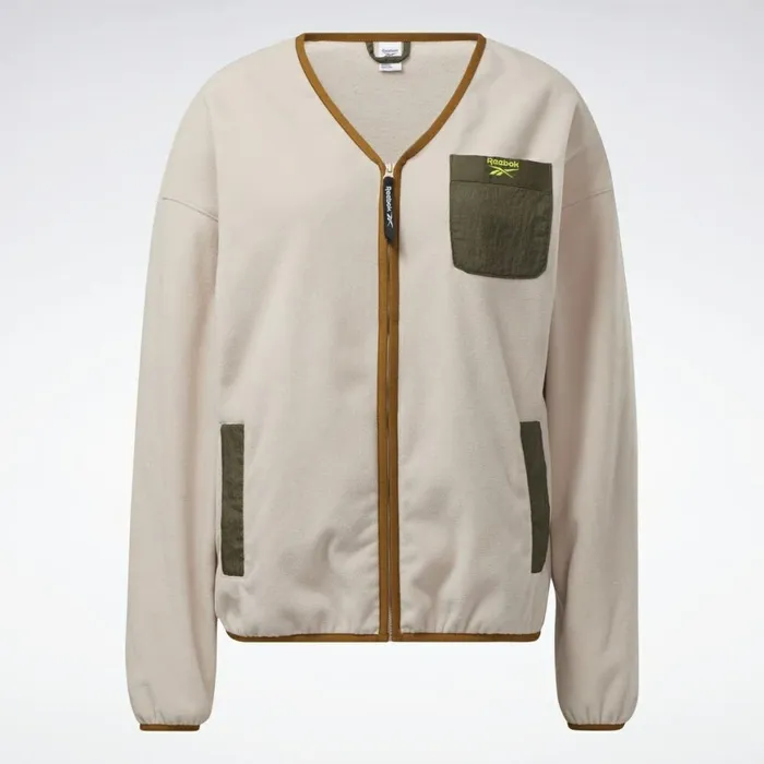 Hoodies and Sweatshirts Womens Reebok Classics Polar Fleece ZipUp Jacket Soft Ecru
